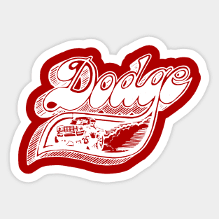 Vintage Dodge Pick-Up Art (White on Red) Sticker